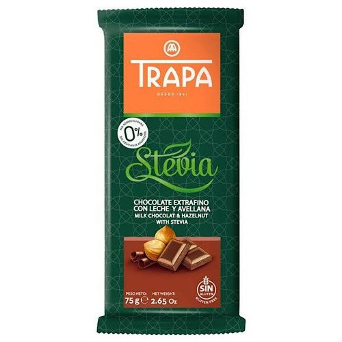 Trapa Stevia, mlijeko čokolada s lješnjacima, 75g