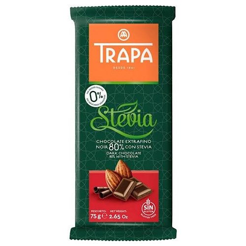 Trapa Stevia Noir 80% - Tamna čokolada sa stevijom s 80% sadržaja kakaa 75g