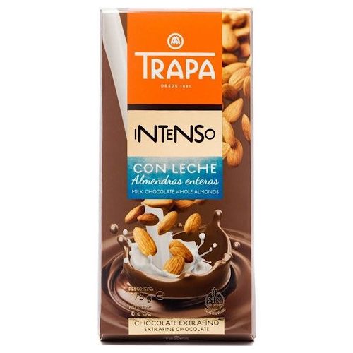 Trapa Intenso, mliječna čokolada s cijelim bademima (leche almendra), 175 g