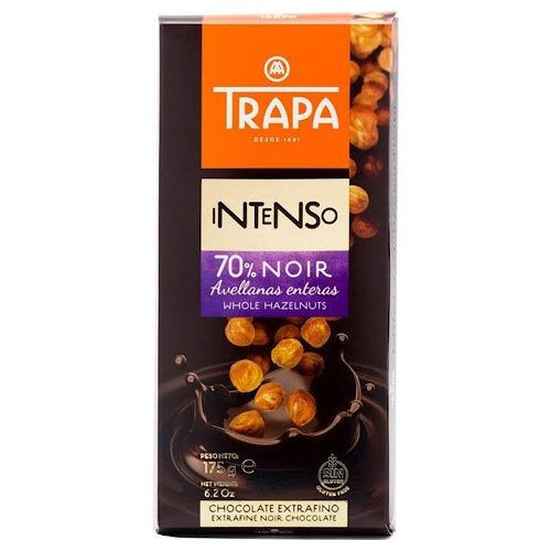 Trapa Intenso Noir 70% Avellana 175g - Tamna čokolada s 70% sadržajem kakaa i cijelim lješnjacima POPUST