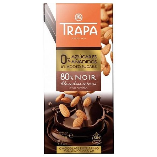 Trapa Intenso Noir 80% Almendra 175g – Tamna čokolada s cijelim bademima i zaslađivačem